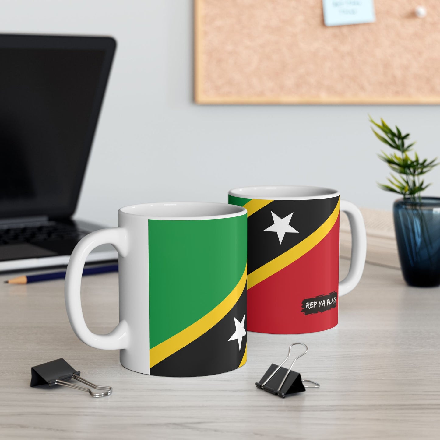 Saint Kitts and Nevis Flag Coffee Tea Mug 11oz 15oz | Rep Ya Flag Ceramic Mug