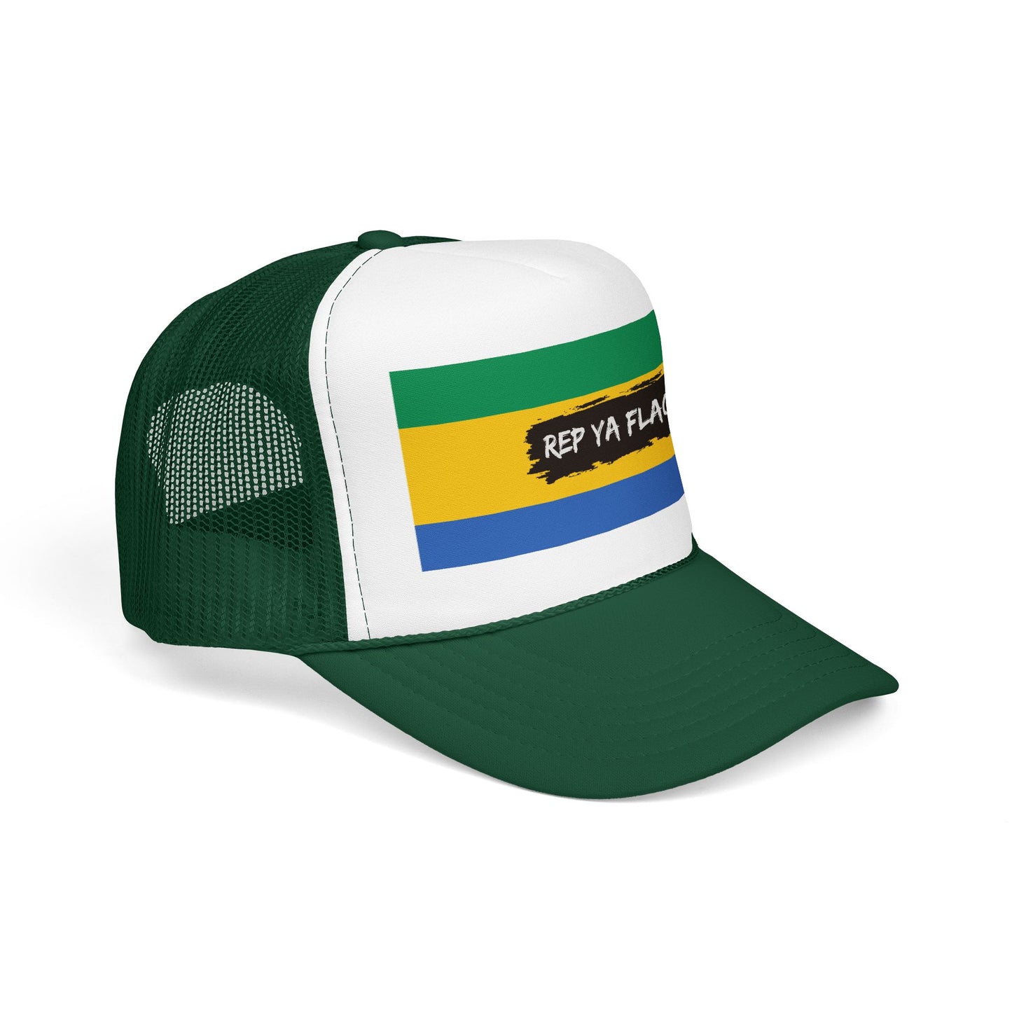 Gabon Flag Foam Trucker Hat | Gabonese Pride Snapback Cap | Rep Ya Flag