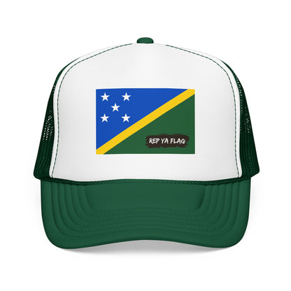 Solomon Islands Flag Foam Trucker Hat | Solomon Islander Pride Snapback Cap | Rep Ya Flag