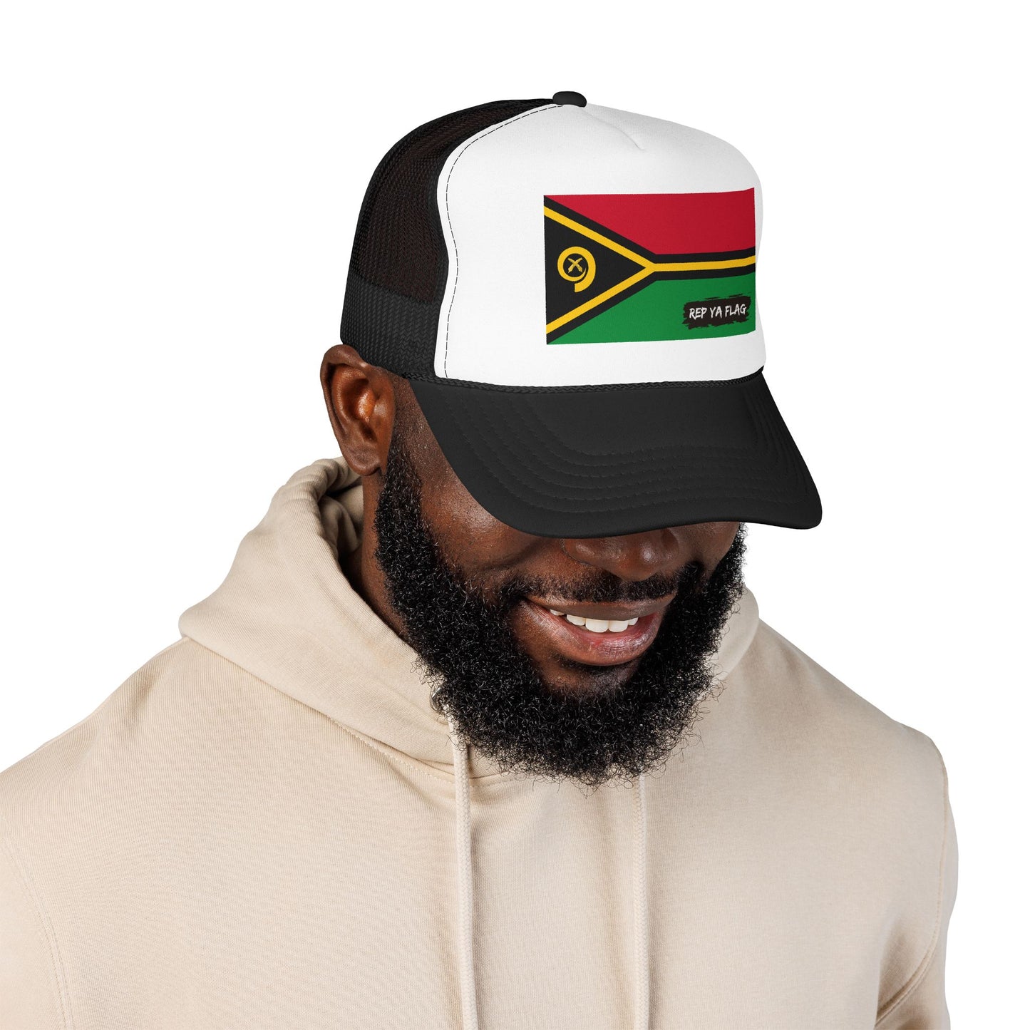 Vanuatu Flag Foam Trucker Hat | Rep Ya Flag design