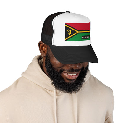 Vanuatu Flag Foam Trucker Hat | Rep Ya Flag design