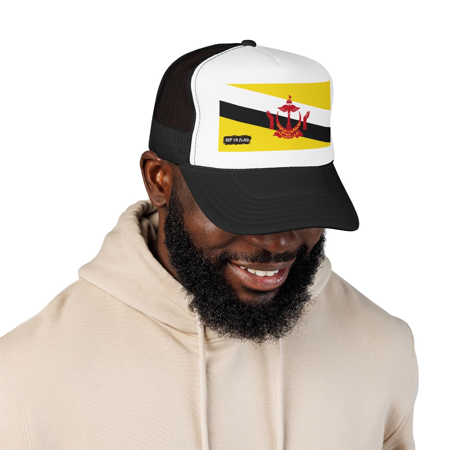 Brunei Flag Foam Trucker Hat | Bruneian Pride Snapback Cap | Rep Ya Flag