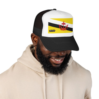 Brunei Flag Foam Trucker Hat | Bruneian Pride Snapback Cap | Rep Ya Flag