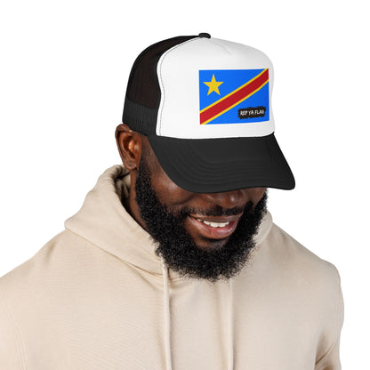 Democratic Republic of the Congo Flag Foam Trucker Hat | Congolese Pride Snapback Cap | Rep Ya Flag