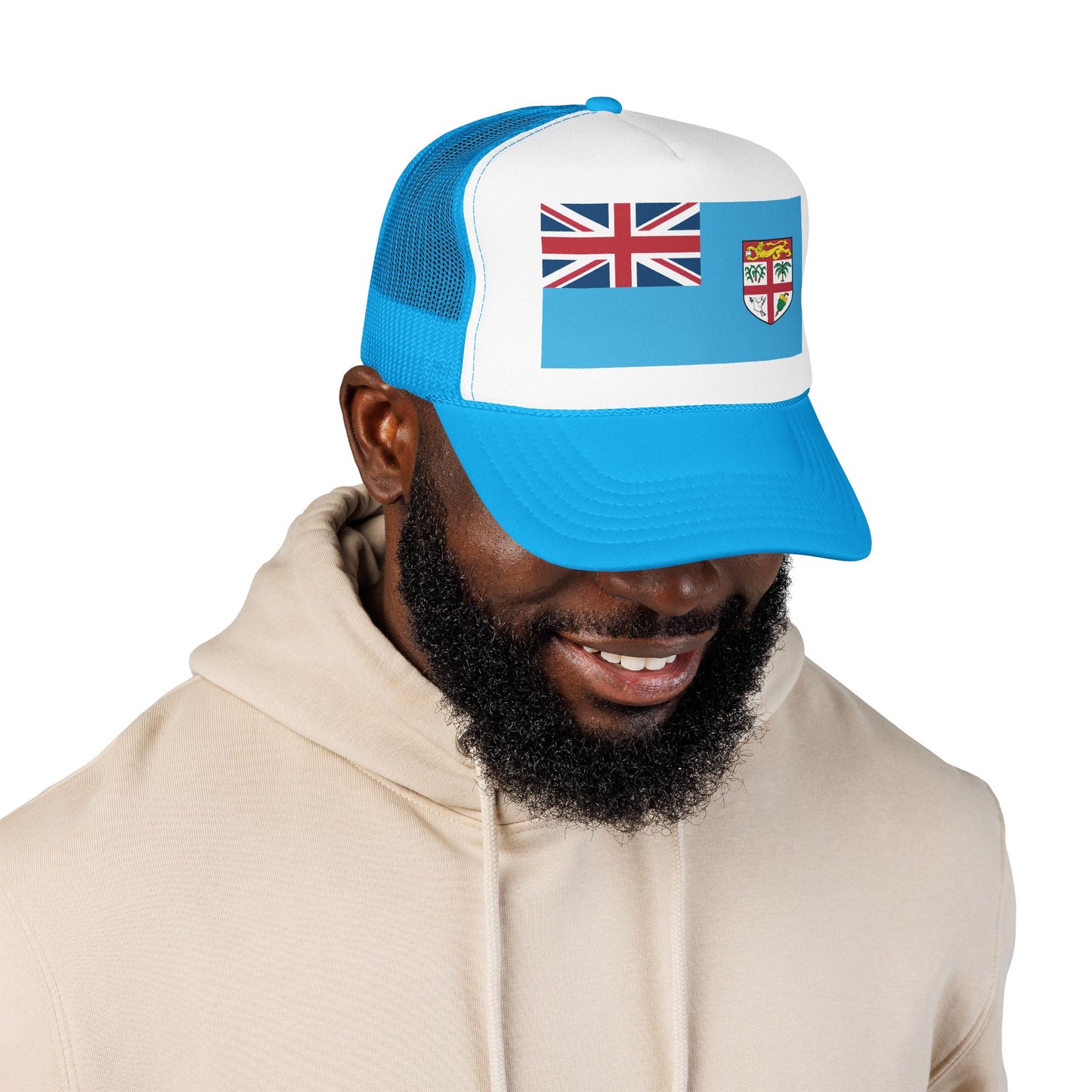 Fiji Flag Foam Trucker Hat | Fijian Pride Snapback Cap | Rep Ya Flag