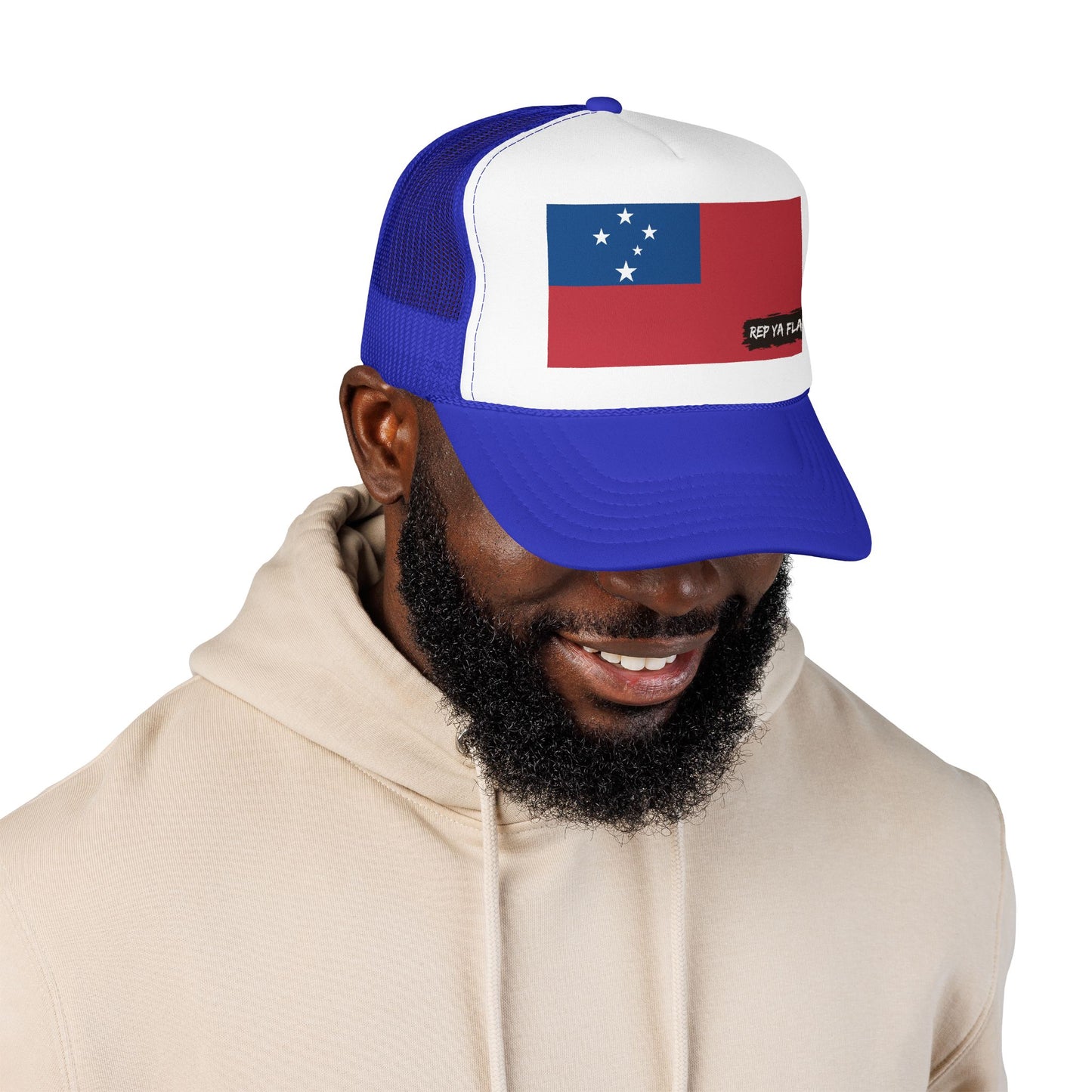 Samoa Flag Foam Trucker Hat | Samoan Pride Snapback Cap | Rep Ya Flag