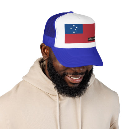 Samoa Flag Foam Trucker Hat | Samoan Pride Snapback Cap | Rep Ya Flag