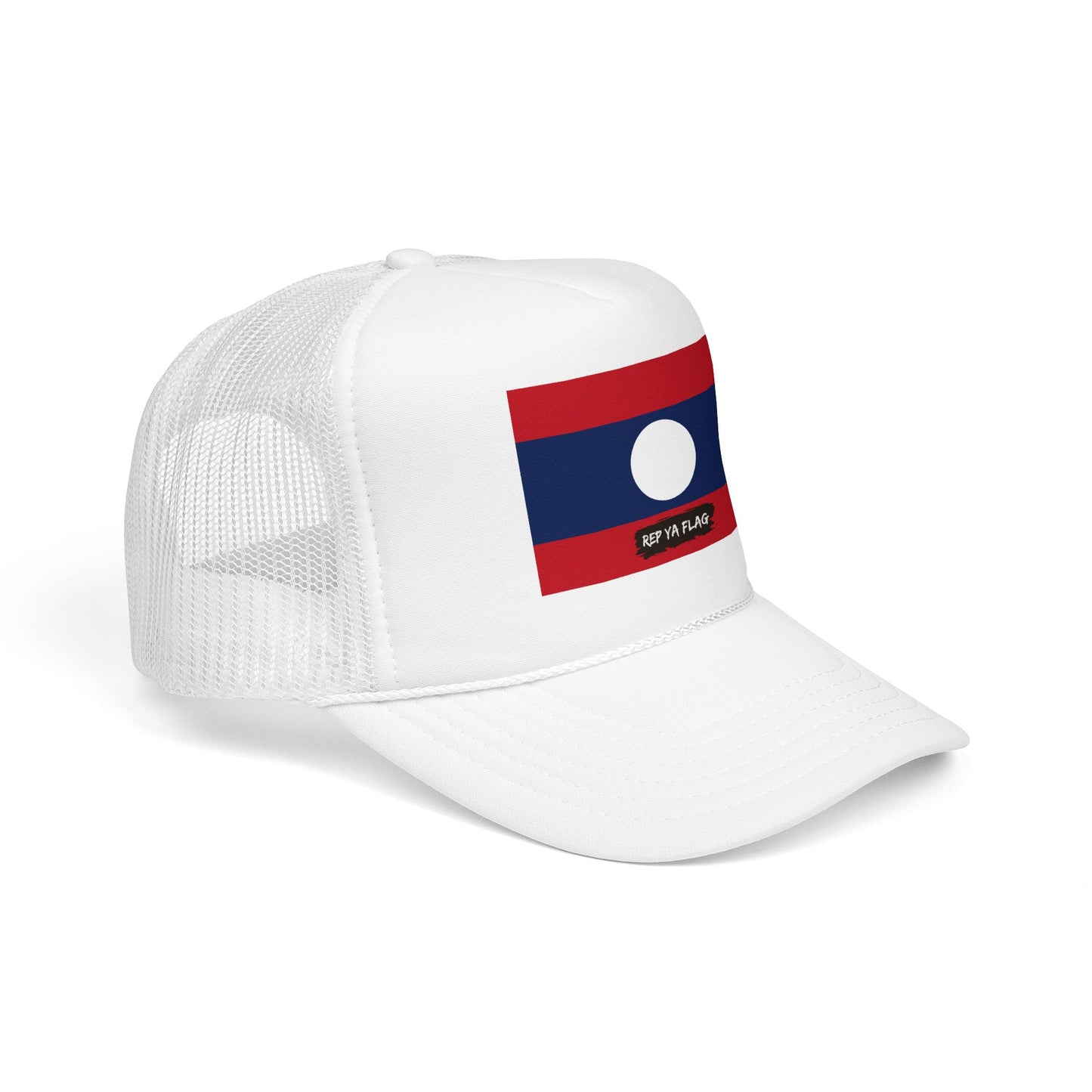 Laos Flag Foam Trucker Hat | Laotian Pride Snapback Cap | Rep Ya Flag