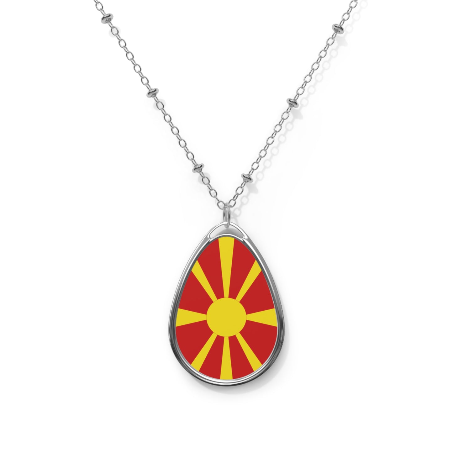 North Macedonia Flag Oval Necklace | Macedonian Flag Pendant | Heritage Jewelry | Cultural Gift | Rep Ya Flag