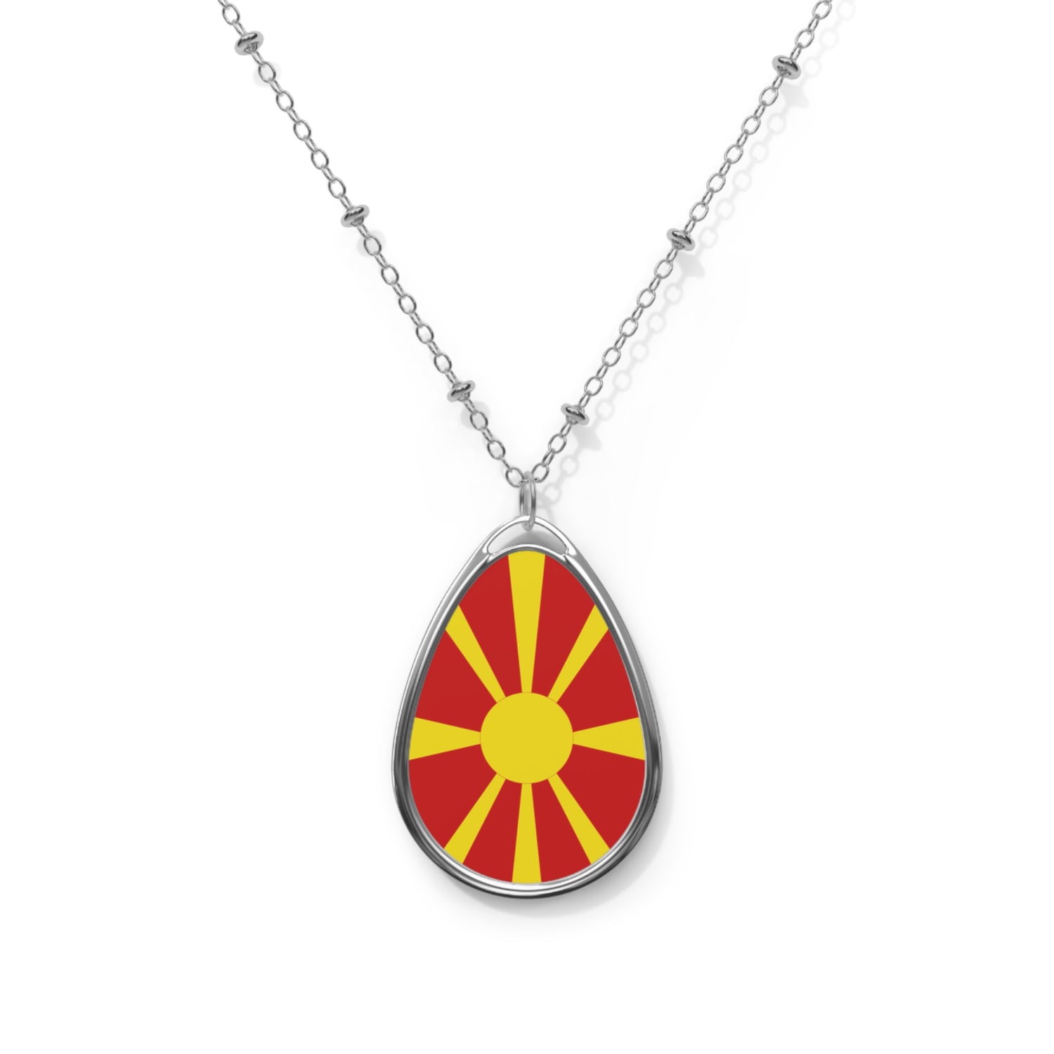 North Macedonia Flag Oval Necklace | Macedonian Flag Pendant | Heritage Jewelry | Cultural Gift | Rep Ya Flag