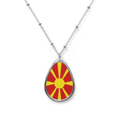 North Macedonia Flag Oval Necklace | Macedonian Flag Pendant | Heritage Jewelry | Cultural Gift | Rep Ya Flag