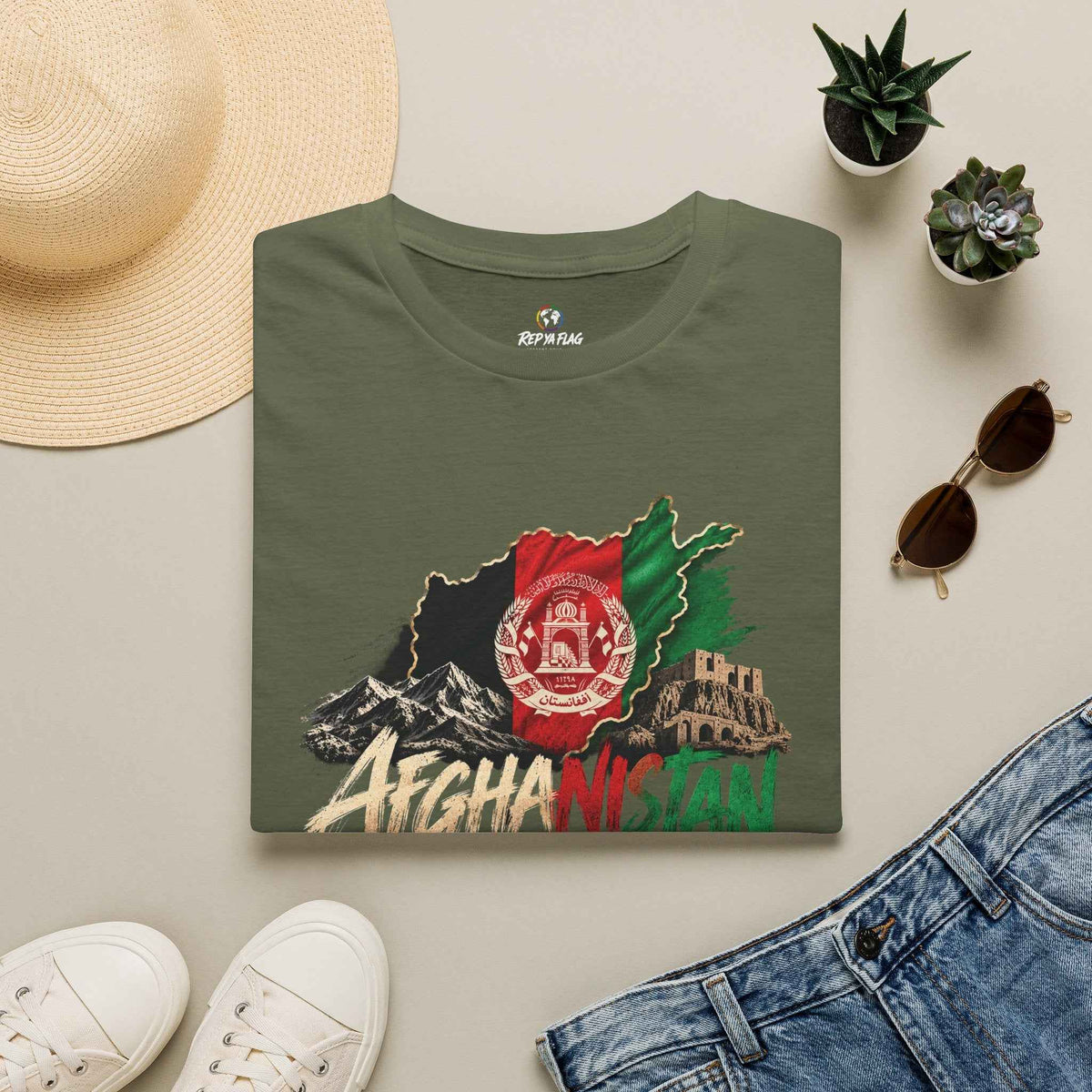 Afghanistan Map Flag T-Shirt — Vintage Afghan Emblem Tee