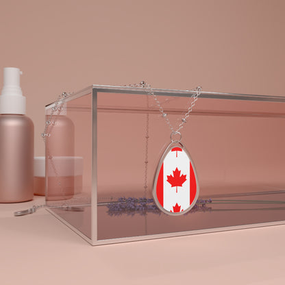 Canada Flag Oval Necklace | Canadian Heritage Pendant | Rep Ya Flag