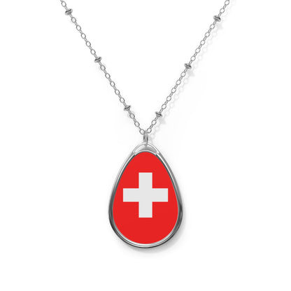 Switzerland Flag Oval Necklace