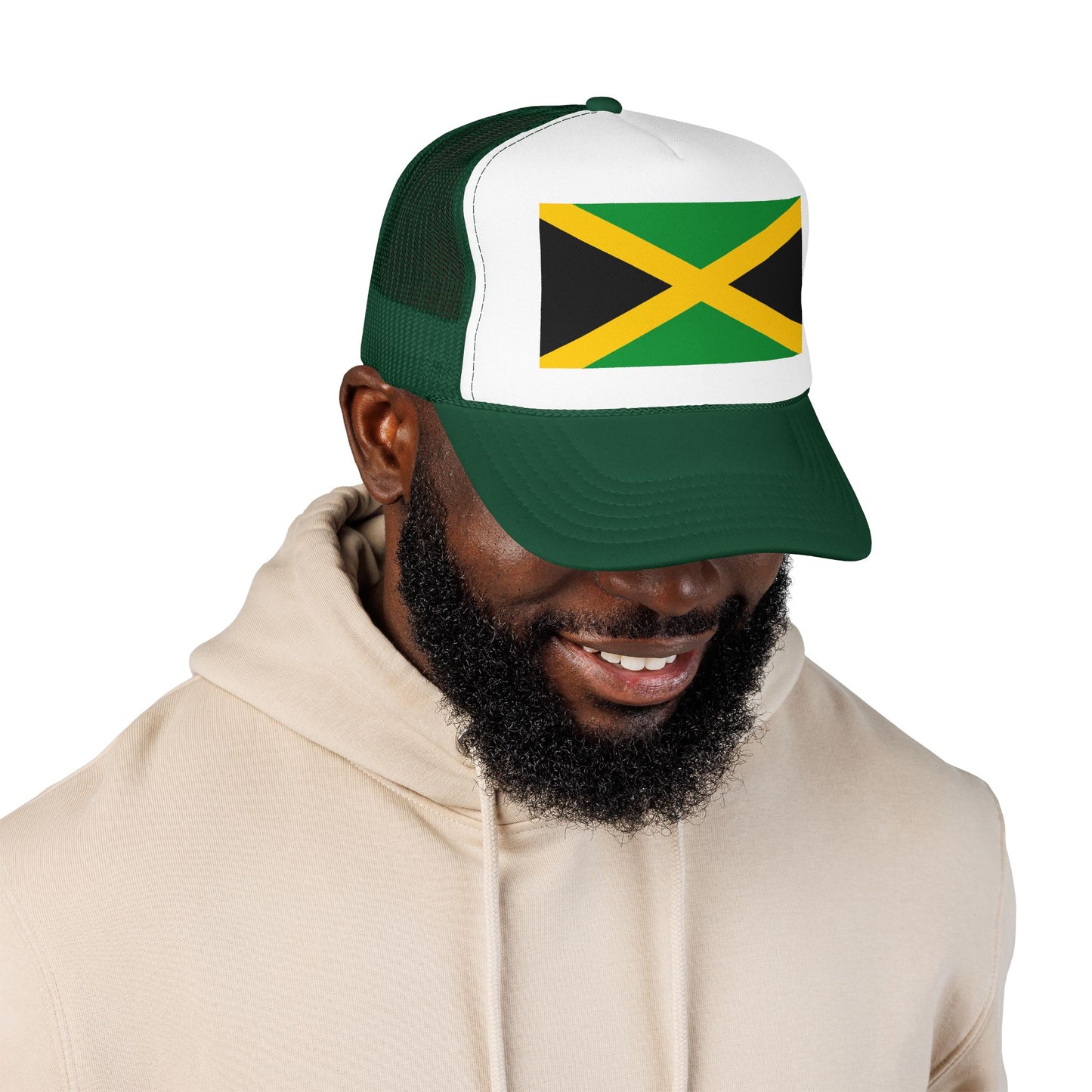 Jamaica Flag Foam Trucker Hat | Jamaican Pride Snapback Cap | Rep Ya Flag