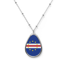Cabo Verde Oval Necklace | Cape Verde Flag Pendant | Rep Ya Flag