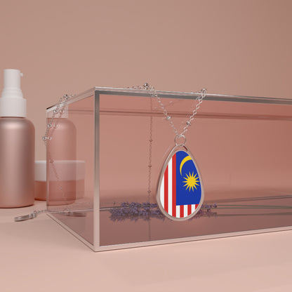 Malaysia Flag Oval Necklace | Malaysian Heritage Pendant | Rep Ya Flag