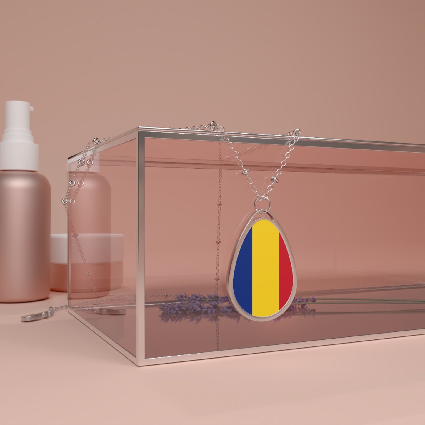 Romania Flag Oval Necklace | Romanian Heritage Pendant | Rep Ya Flag