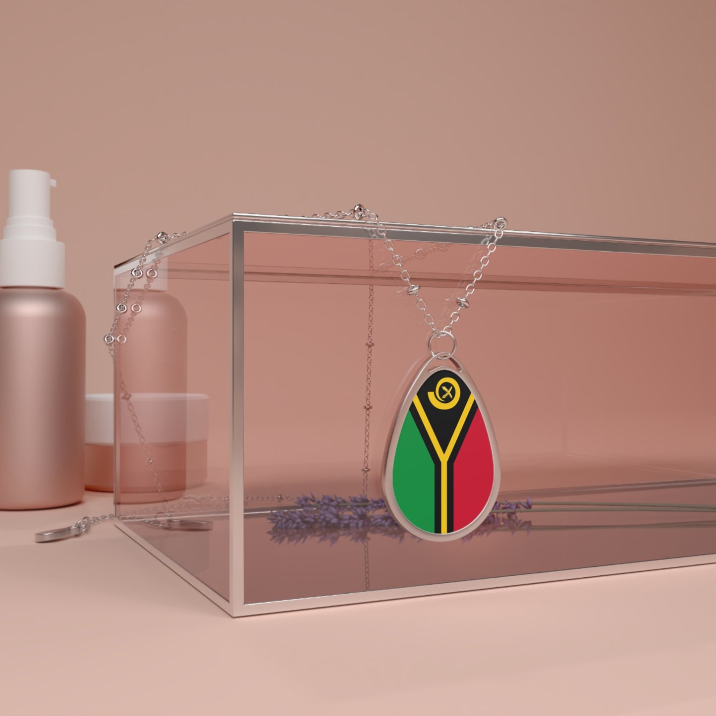 Vanuatu Flag Oval Necklace