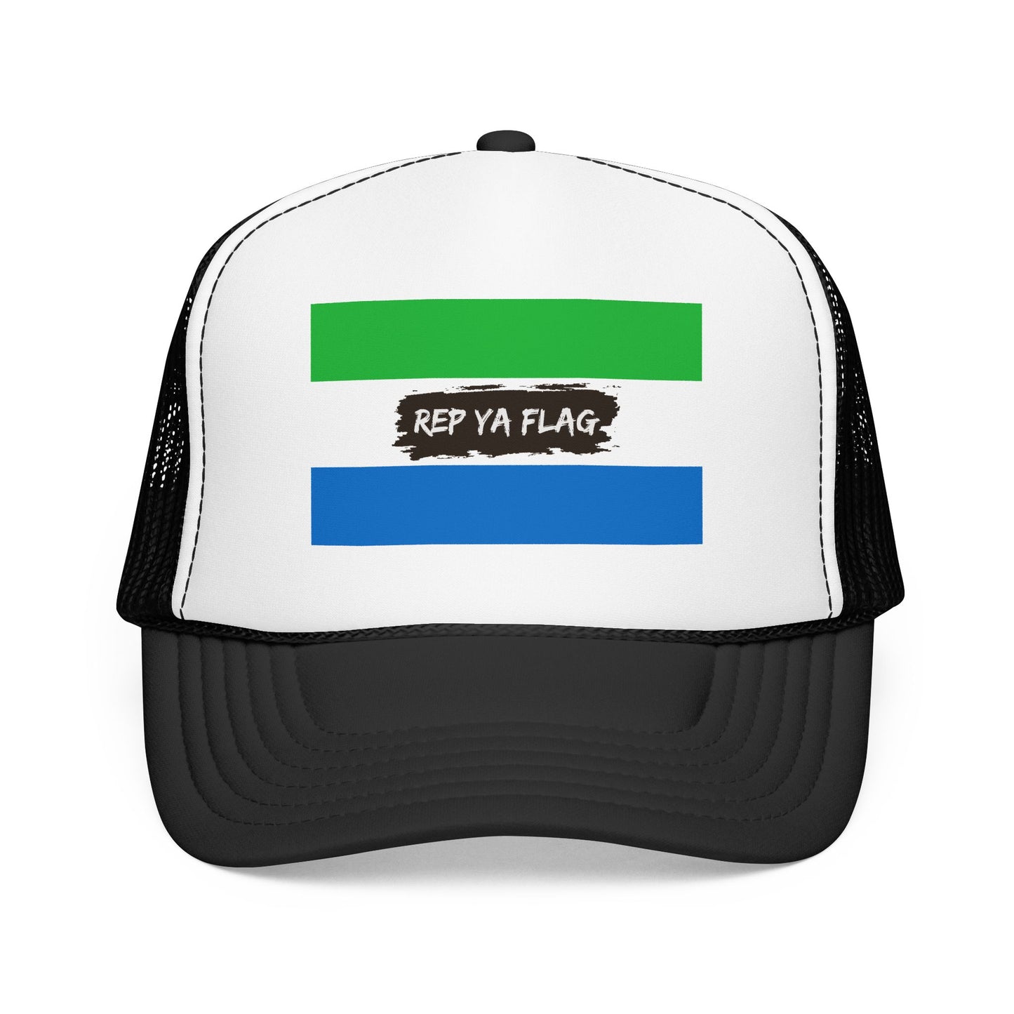 Sierra Leone Flag Foam Trucker Hat | Sierra Leonean Pride Snapback Cap | Rep Ya Flag