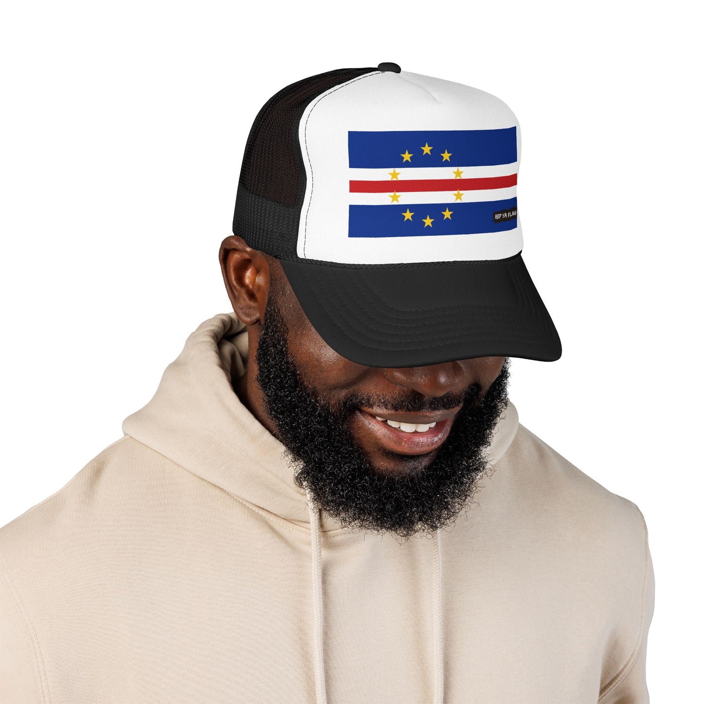 Cabo Verde Flag Foam Trucker Hat | Cape Verde Pride Snapback Cap | Rep Ya Flag