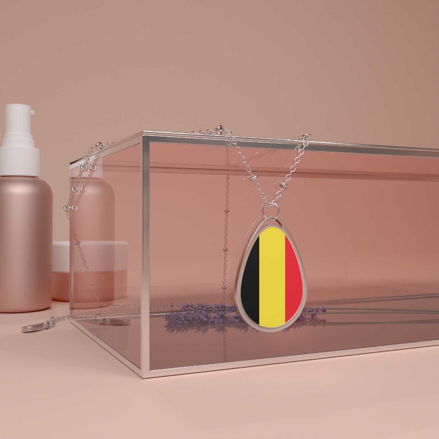 Belgium Flag Oval Necklace | Belgian Heritage Pendant | Rep Ya Flag