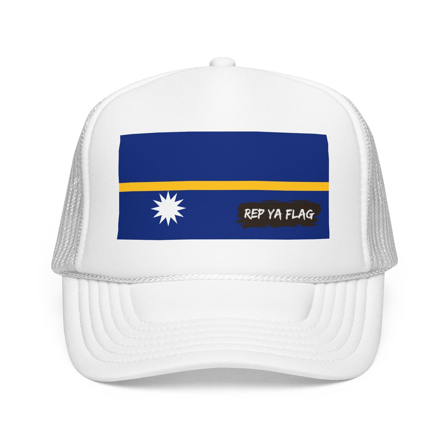 Nauru Flag Foam Trucker Hat | Nauruan Pride Snapback Cap | Rep Ya Flag