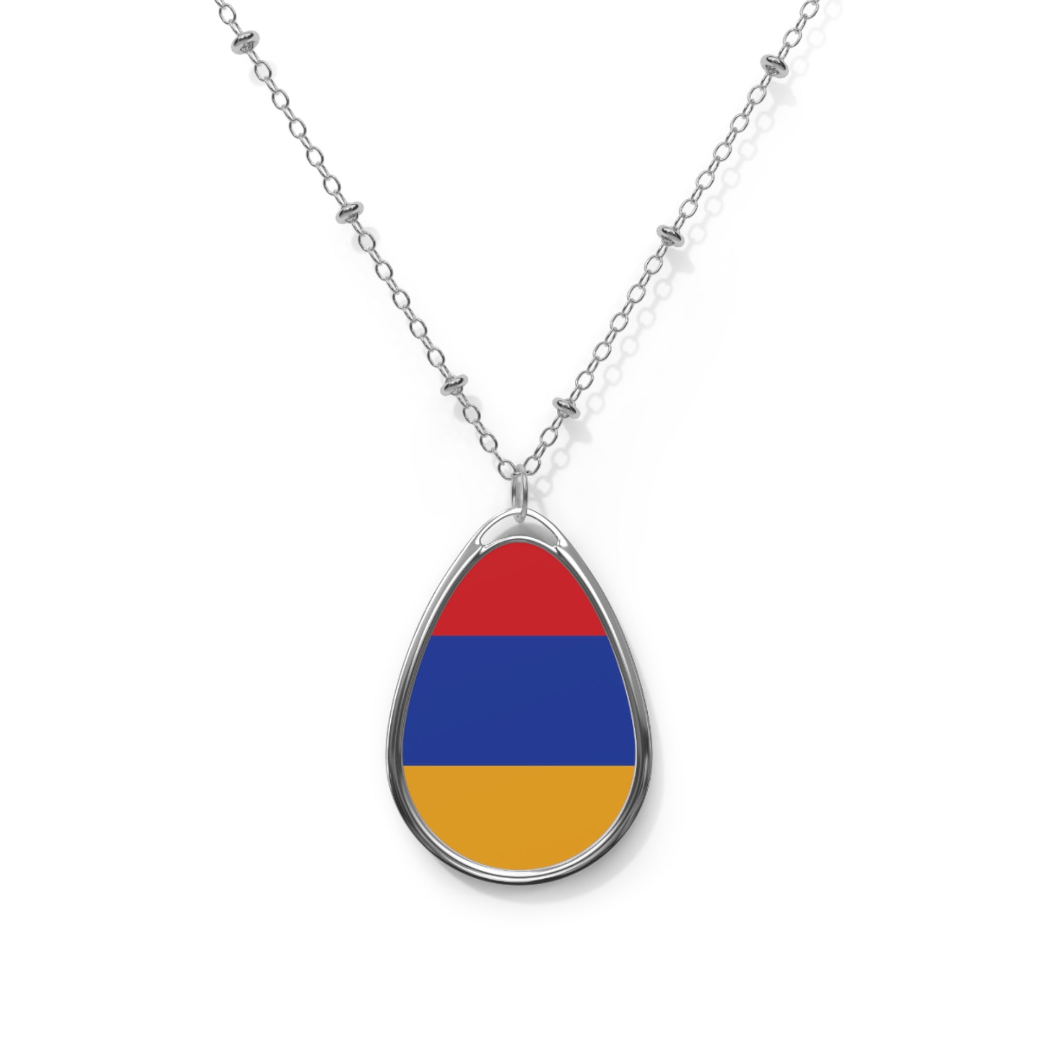 Armenia Flag Oval Necklace | Armenian Pride Patriotic Jewelry | Rep Ya Flag