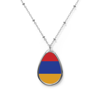 Armenia Flag Oval Necklace | Armenian Pride Patriotic Jewelry | Rep Ya Flag