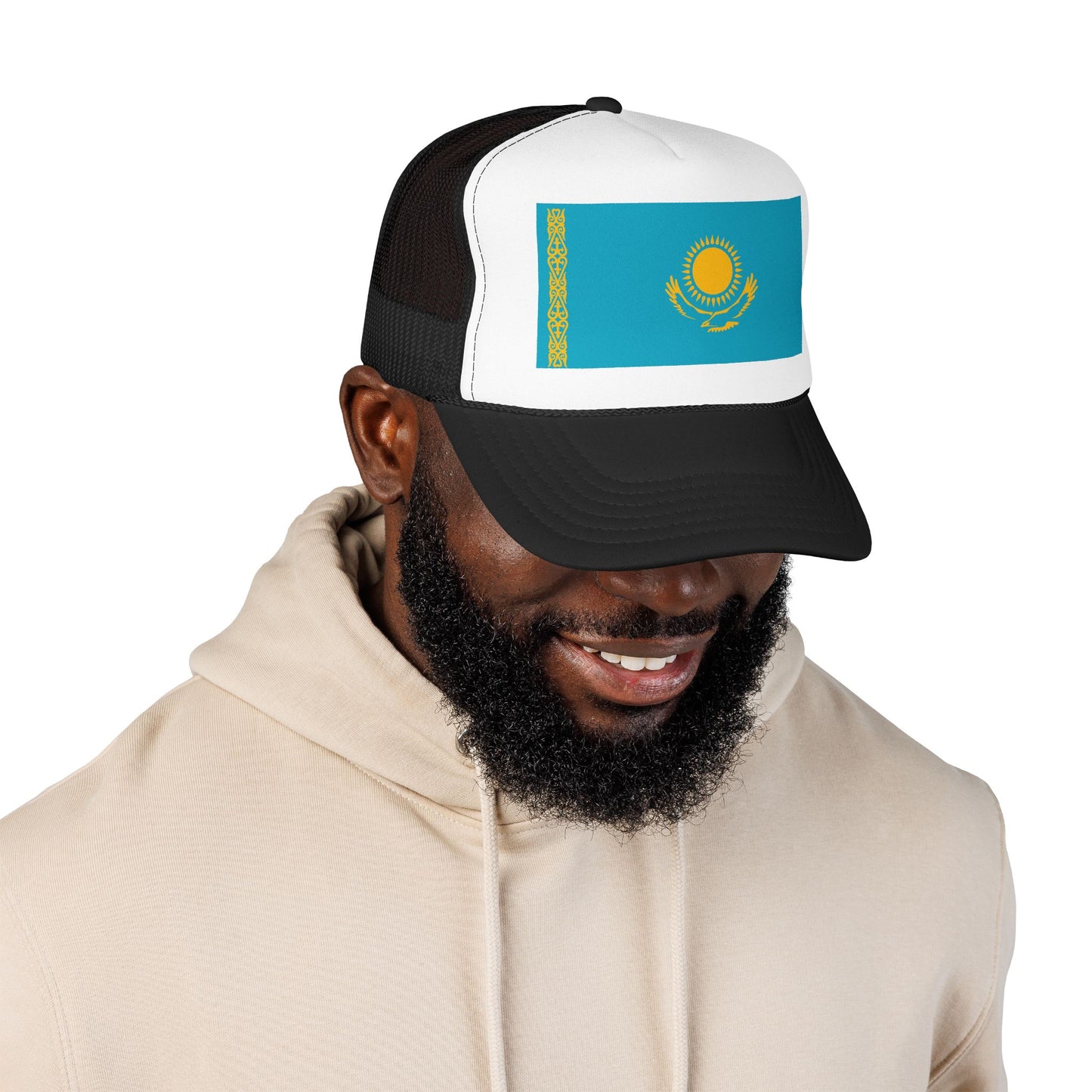 Kazakhstan Flag Foam Trucker Hat | Kazakh Pride Snapback Cap | Rep Ya Flag
