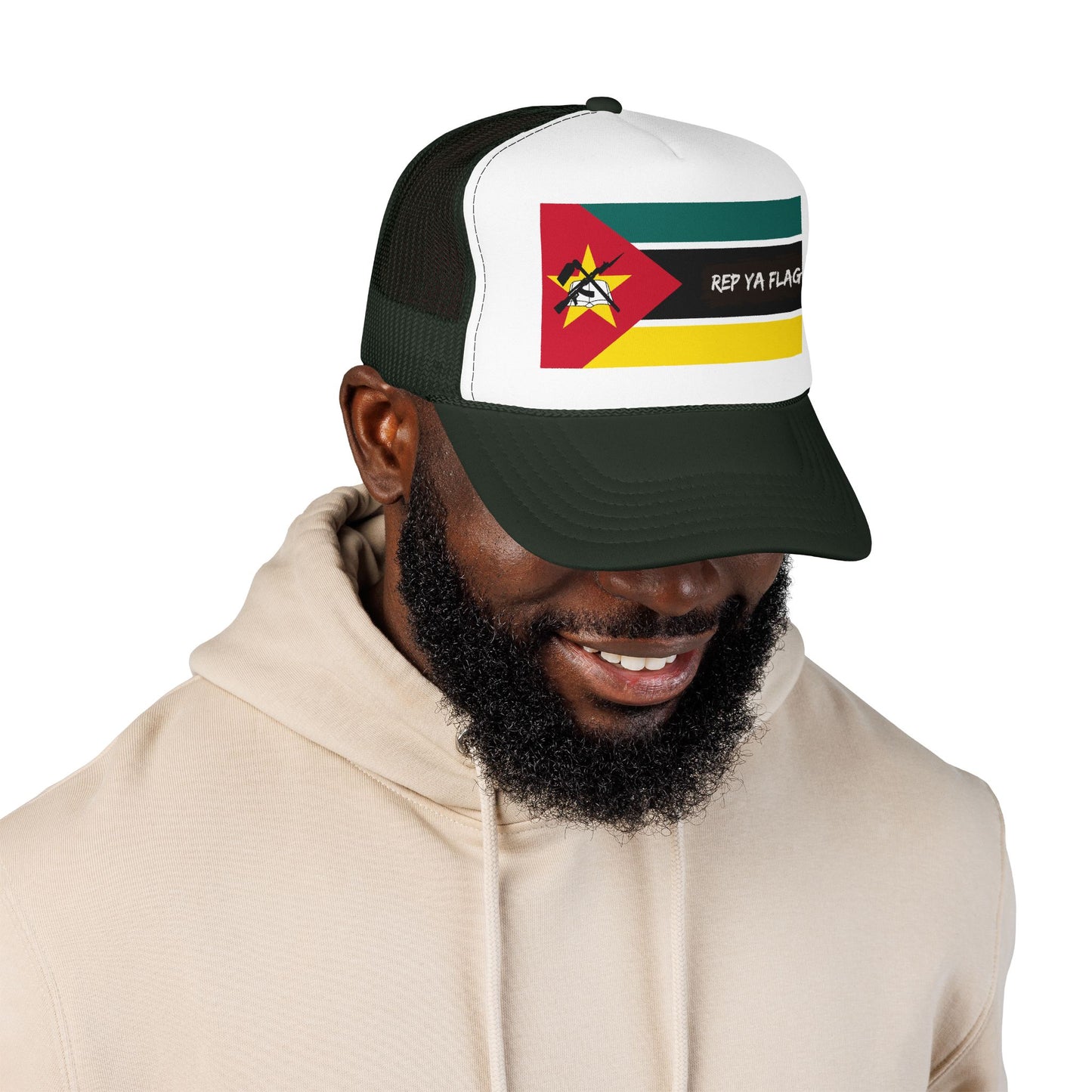Mozambique Flag Foam Trucker Hat | Mozambican Pride Snapback Cap | Rep Ya Flag