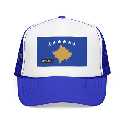 Kosovo Flag Foam Trucker Hat | Kosovar Pride Snapback Cap | Rep Ya Flag