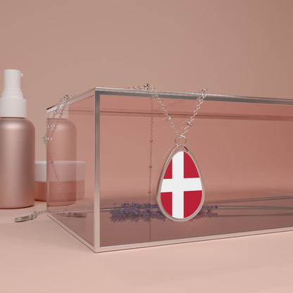 Denmark Flag Oval Necklace | Danish Heritage Pendant | Rep Ya Flag