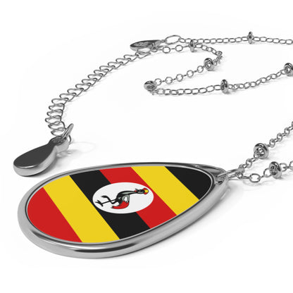 Uganda Flag Oval Necklace