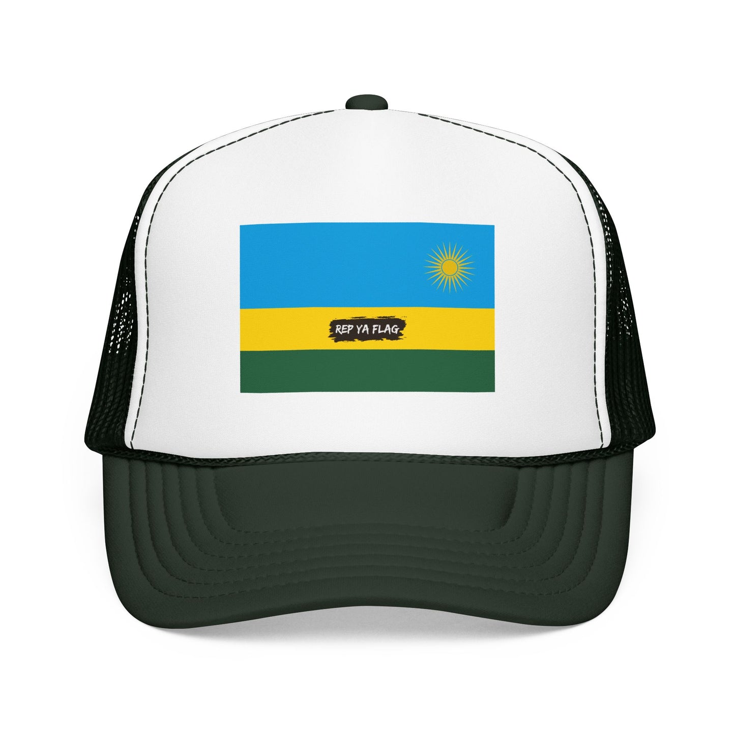 Rwanda Flag Foam Trucker Hat | Rwandan Pride Snapback Cap | Rep Ya Flag