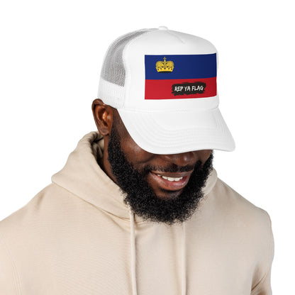 Liechtenstein Flag Foam Trucker Hat | Liechtensteiner Pride Snapback Cap | Rep Ya Flag