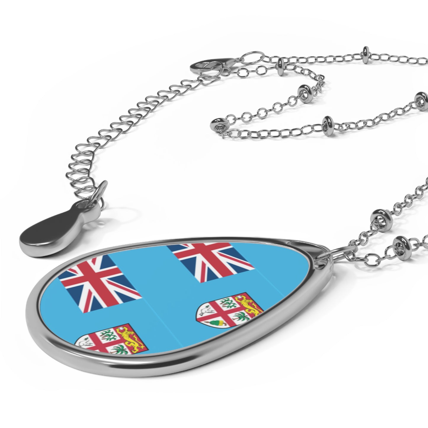 Fiji Flag Oval Necklace | Fijian Heritage Pendant | Rep Ya Flag