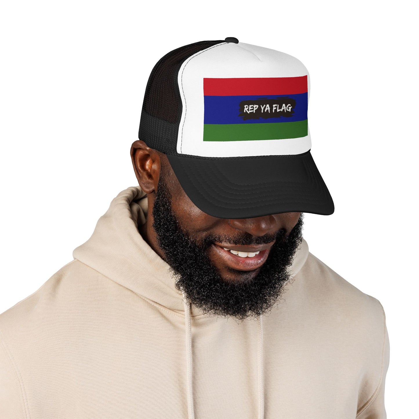 Gambia Flag Foam Trucker Hat | Gambian Pride Snapback Cap | Rep Ya Flag
