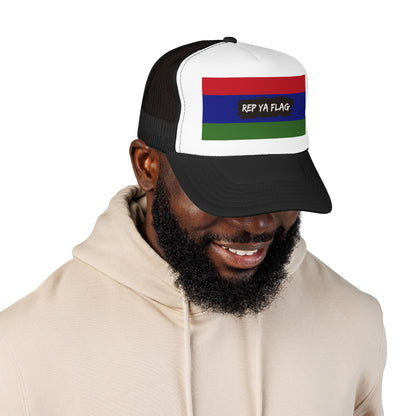 Gambia Flag Foam Trucker Hat | Gambian Pride Snapback Cap | Rep Ya Flag
