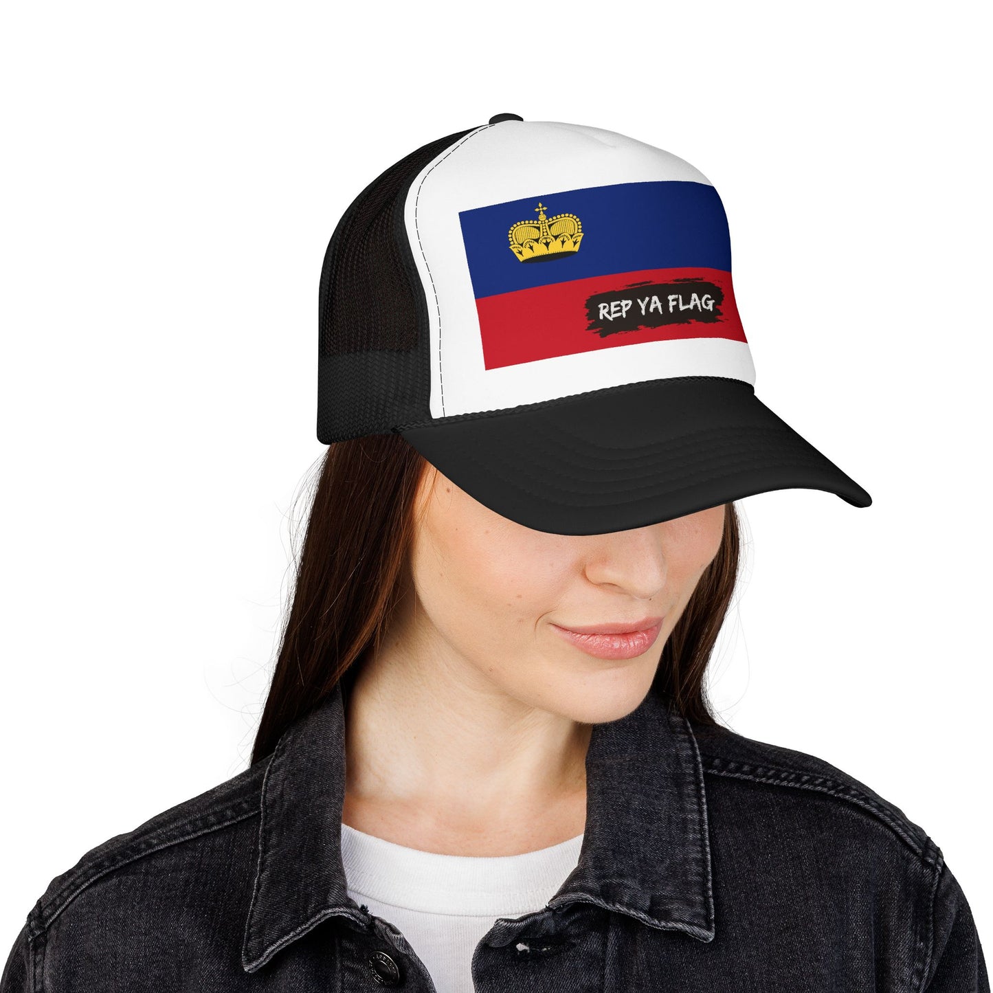Liechtenstein Flag Foam Trucker Hat | Liechtensteiner Pride Snapback Cap | Rep Ya Flag