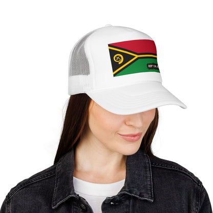 Vanuatu Flag Foam Trucker Hat | Rep Ya Flag design
