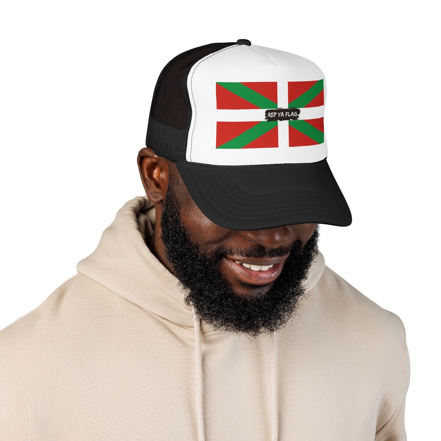 Basque Flag Foam Trucker Hat | Basque Heritage Snapback Cap | Rep Ya Flag