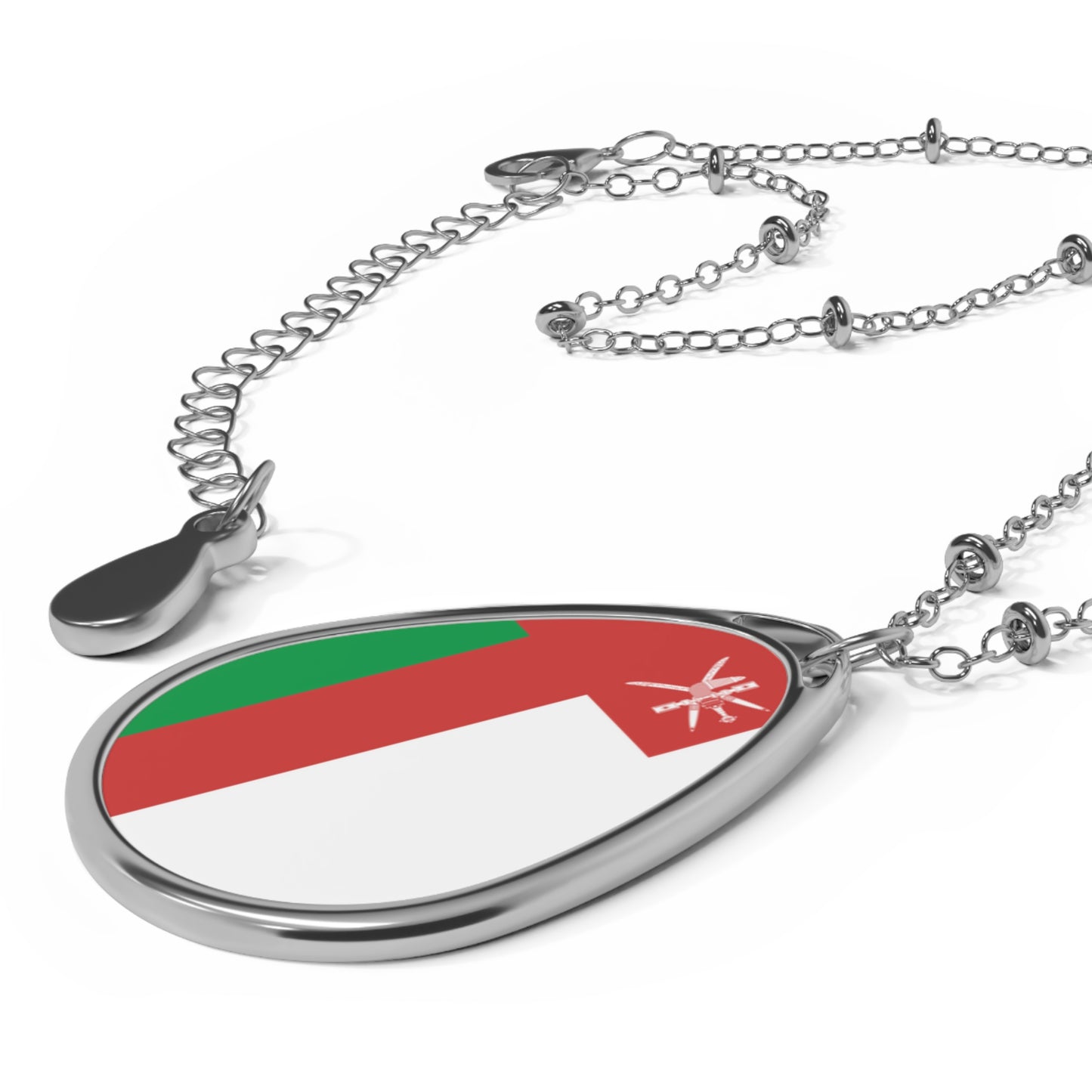 Oman Flag Oval Necklace | Omani Heritage Pendant | Rep Ya Flag