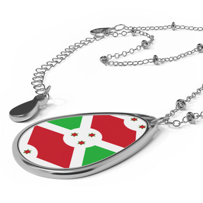 Burundi Flag Oval Necklace | Burundian Heritage Pendant | Rep Ya Flag