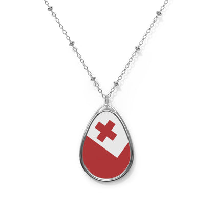 Tonga Flag Oval Necklace