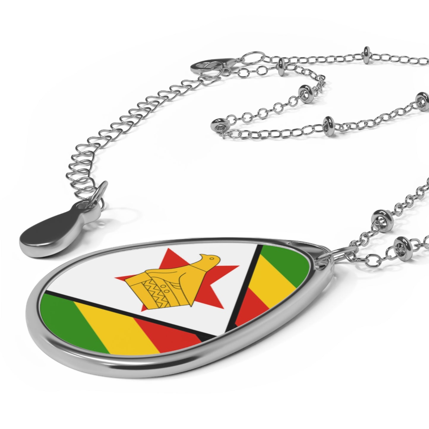 Zimbabwe Flag Oval Necklace Custom Pendant for Patriotic Gifts Mother's Day Father's Day Christmas Birthdays Cultural Events Holidays