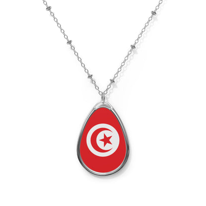 Tunisia Flag Oval Necklace