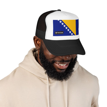 Bosnia and Herzegovina Flag Foam Trucker Hat | Bosnian Pride Snapback Cap | Rep Ya Flag