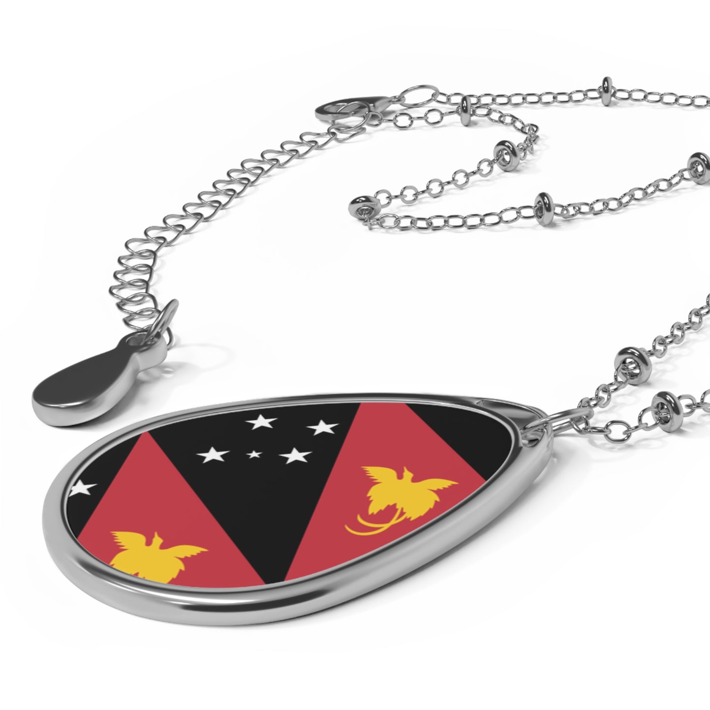 Papua New Guinea Flag Oval Necklace | Papua New Guinean Heritage Pendant | Rep Ya Flag