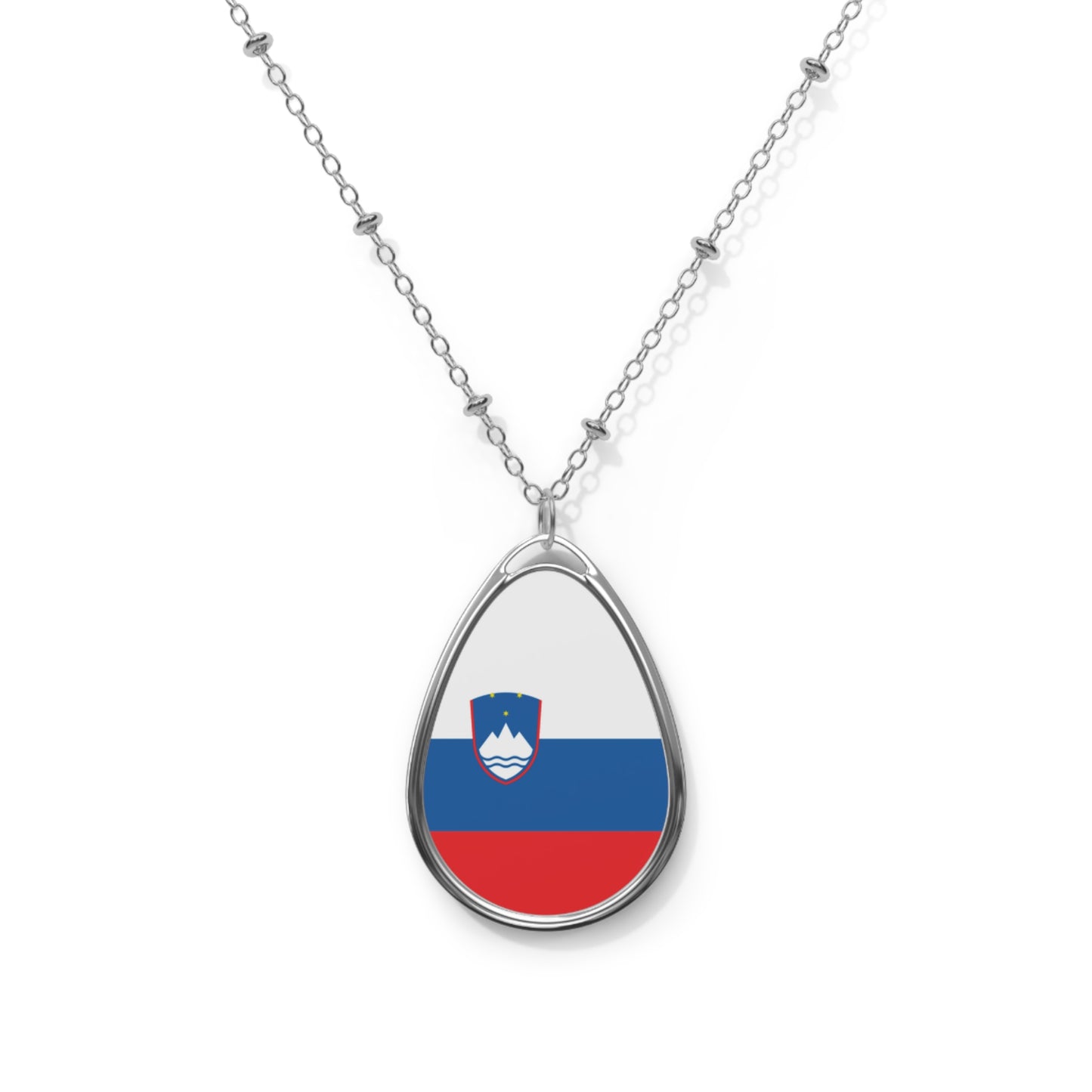 Slovenia Flag Oval Necklace | Slovenian Heritage Pendant | Rep Ya Flag